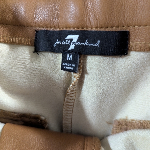 7 for All Mankind Faux Leather Wide Leg Cropped Pants Saddle Tan - Picture 8 of 9